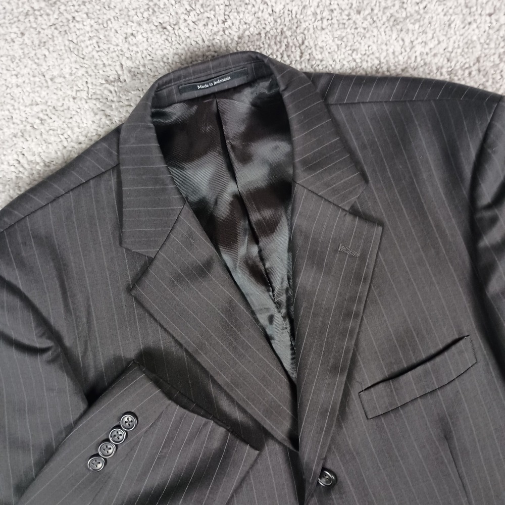 Pronto Uomo Blazer 42 Short Mens Charcoal Grey Pinstripe 100% Woo